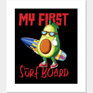 My First Surfboard, Funny Avocado Design Posters and Art